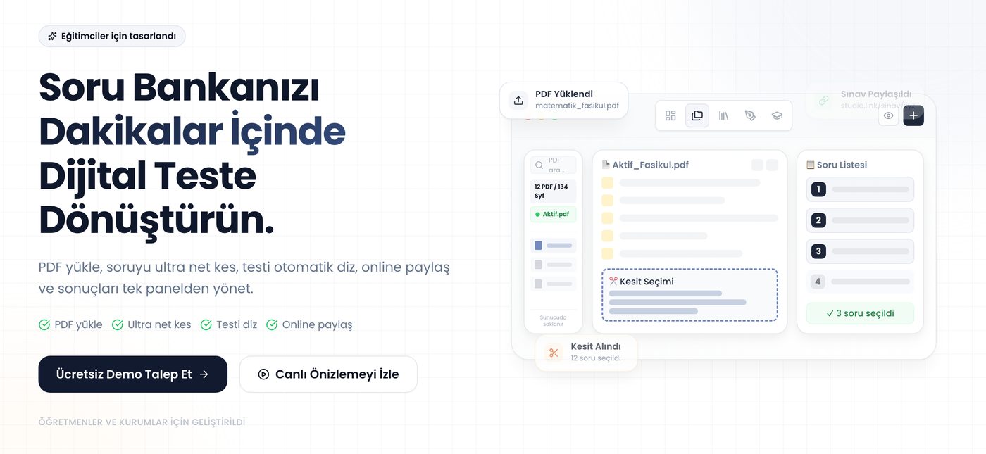 Soru Bankası Stüdyo ekranı